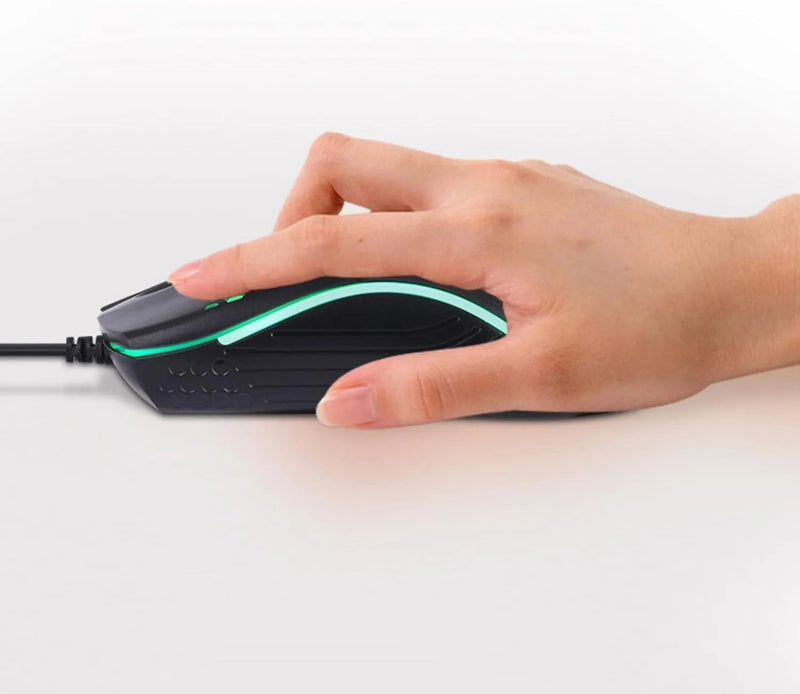 Mouse Gamer Óptico LED RGB com Fio USB - Rato de Alta Precisão para Jogos, Iluminação Personalizável, Design Ergonômico Durável