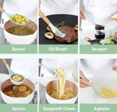 Kit Colher Silicone para Cozinha, BPA Antiferrugem