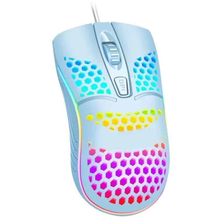 Mouse Gamer Óptico LED RGB com Fio USB - Rato de Alta Precisão para Jogos, Iluminação Personalizável, Design Ergonômico Durável