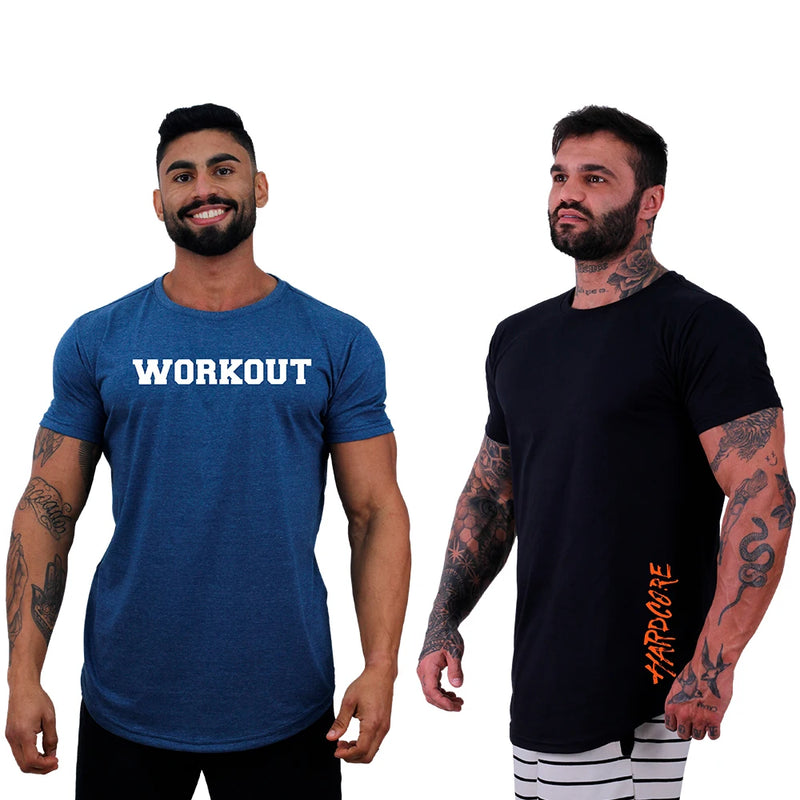 Kit 2 Camisetas Longline Masculinas MXD Conceito Estampas Casuais Fitness Muscul