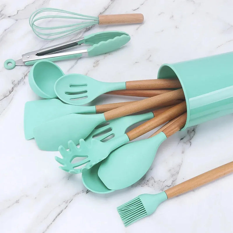 Kit Colher Silicone para Cozinha, BPA Antiferrugem