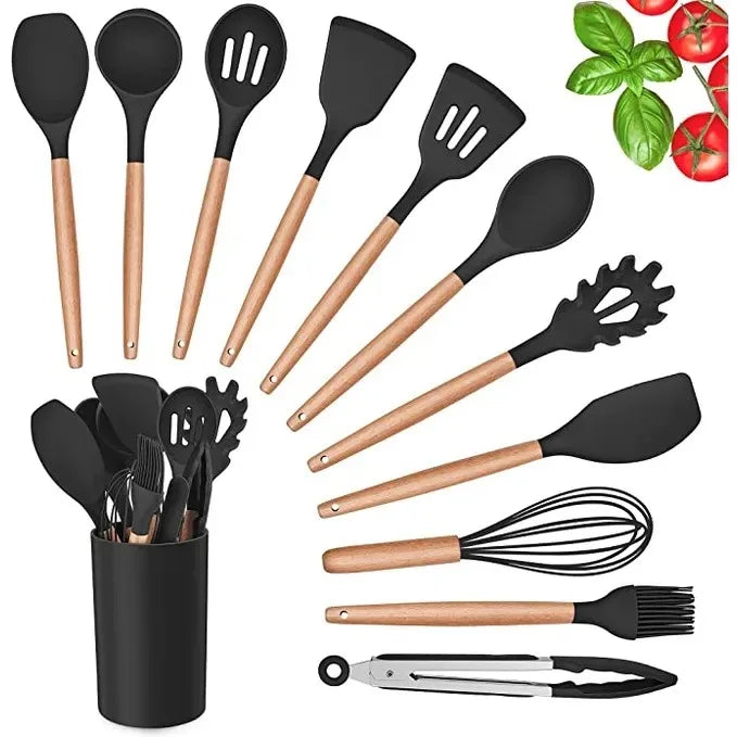 Kit Colher Silicone para Cozinha, BPA Antiferrugem