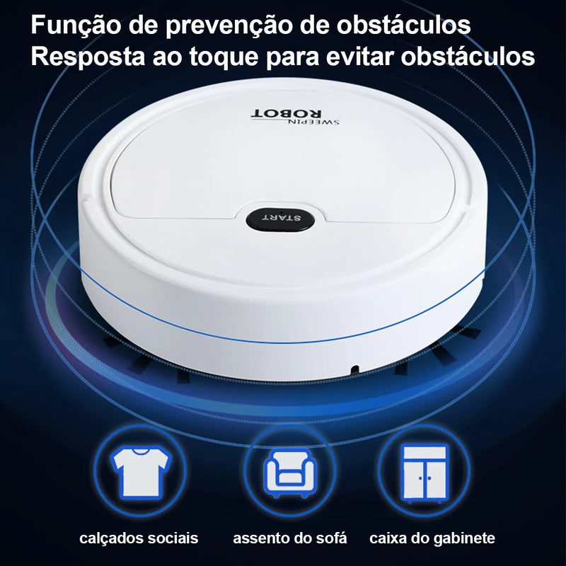 Varrendo Aspirador Robô, Limpar Sem Fio, 3 em 1, 1500Pa, Varrer, Limpeza, Varre