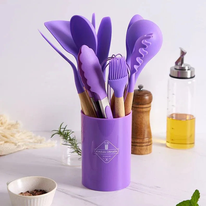 Kit Colher Silicone para Cozinha, BPA Antiferrugem