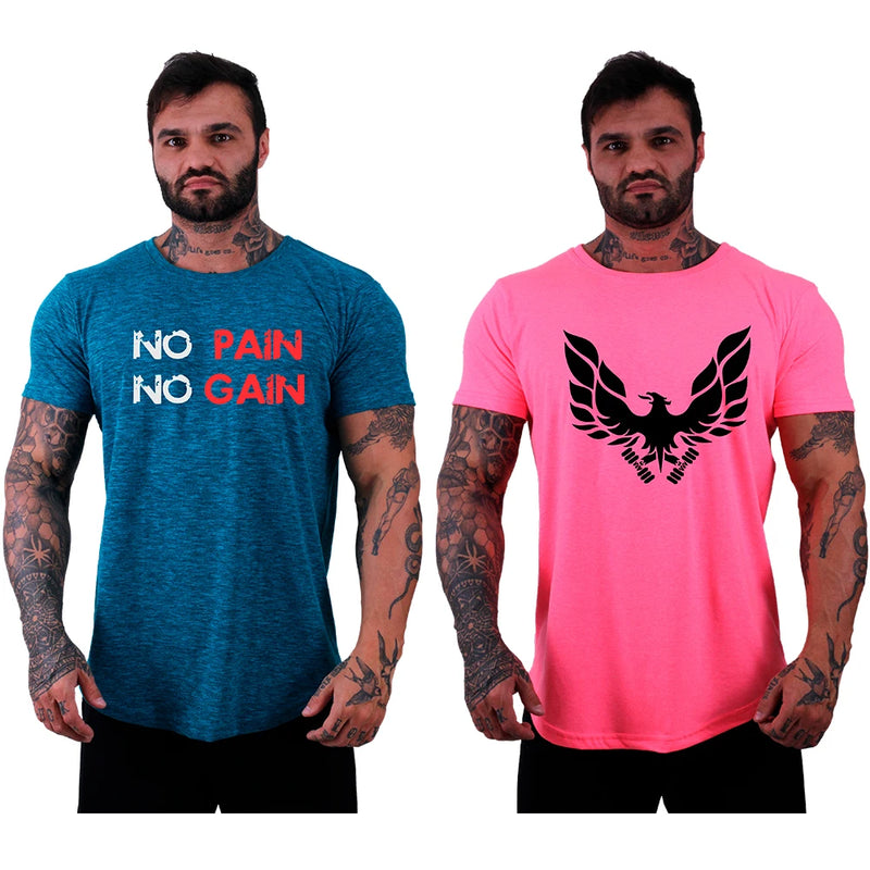 Kit 2 Camisetas Longline Masculinas MXD Conceito Estampas Casuais Fitness Muscul