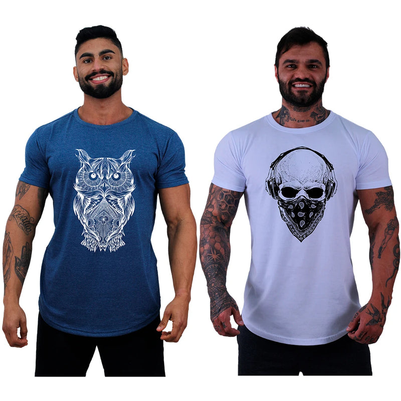 Kit 2 Camisetas Longline Masculinas MXD Conceito Estampas Casuais Fitness Muscul