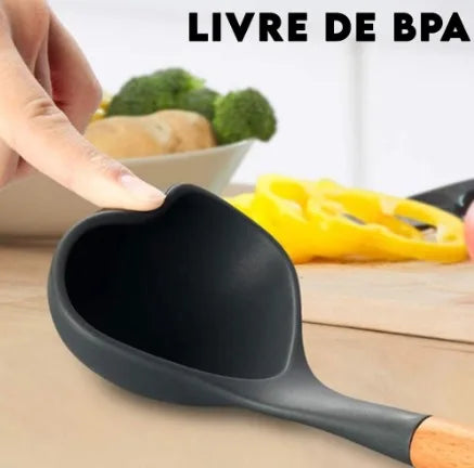 Kit Colher Silicone para Cozinha, BPA Antiferrugem