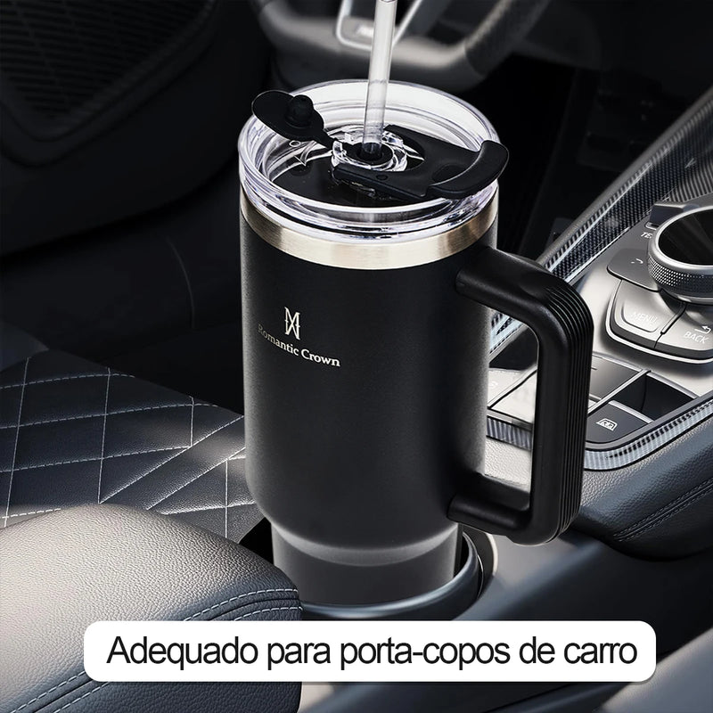 Romantic Crown Copo isolado de aço inoxidável 304, copo com canudo,Copo Termic