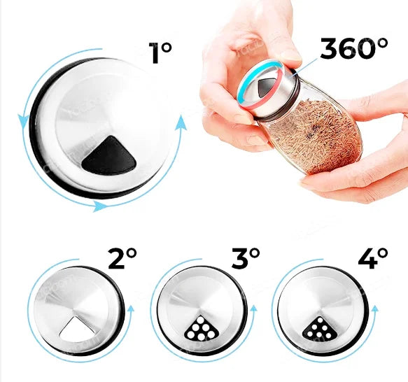 Porta Condimentos e Temperos Cozinha Giratório - Suporte com 6 Potes em Vidro