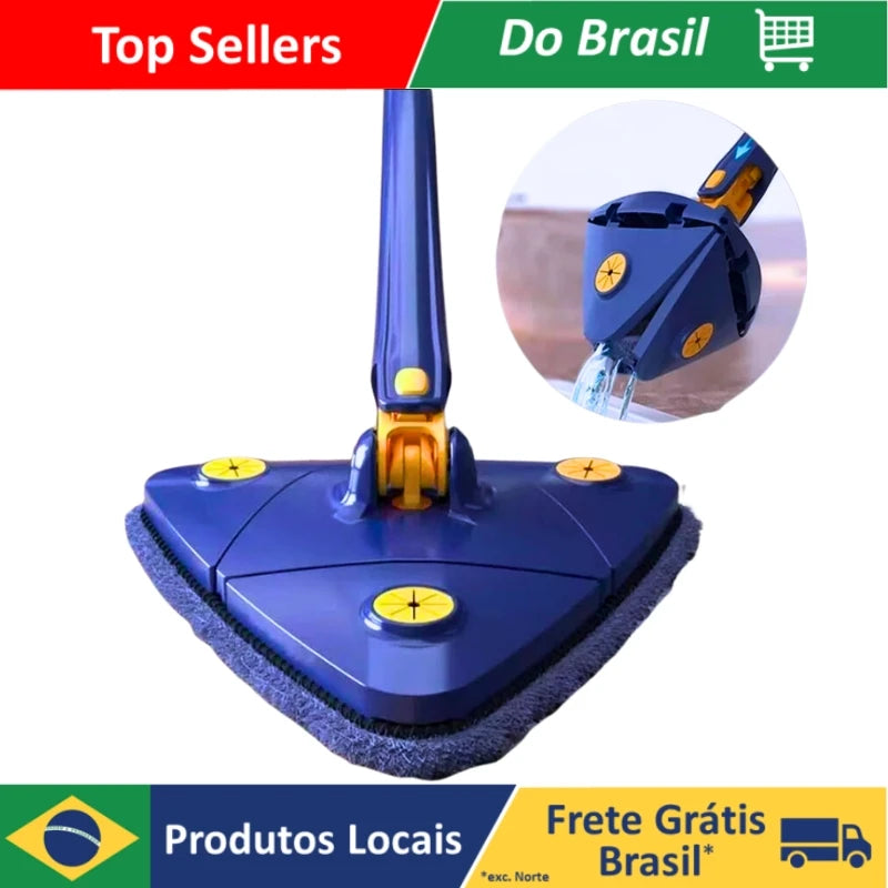 Mop De Limpeza, Esfregão Triângulo Ajustável Giratória 360