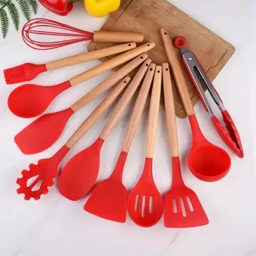 Kit Colher Silicone para Cozinha, BPA Antiferrugem