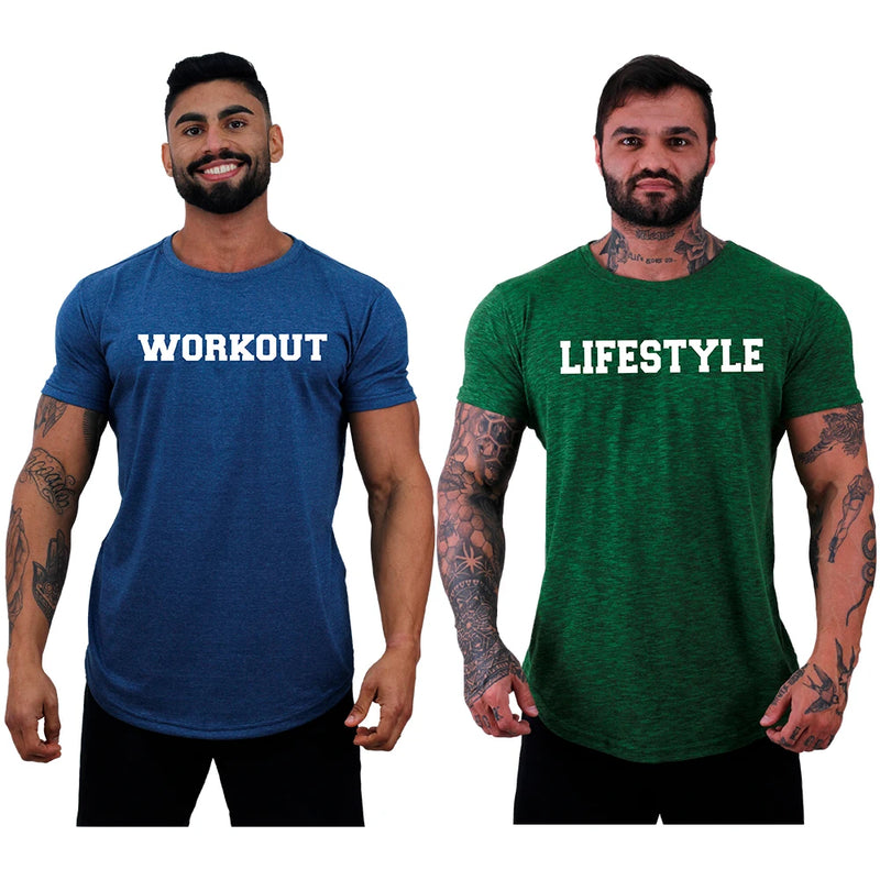 Kit 2 Camisetas Longline Masculinas MXD Conceito Estampas Casuais Fitness Muscul