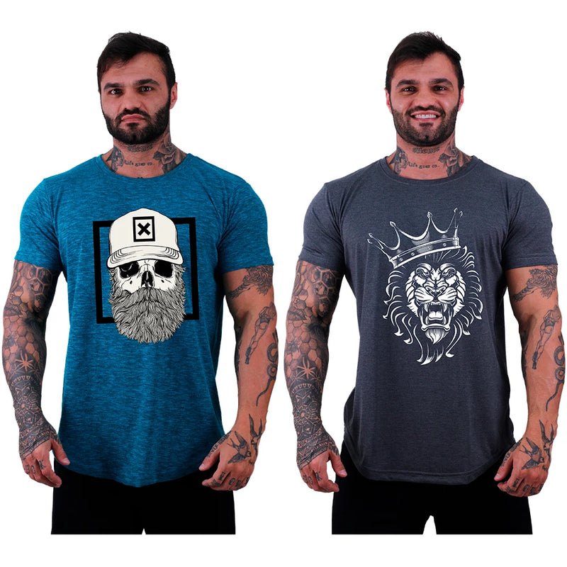 Kit 2 Camisetas Longline Masculinas MXD Conceito Estampas Casuais Fitness Muscul