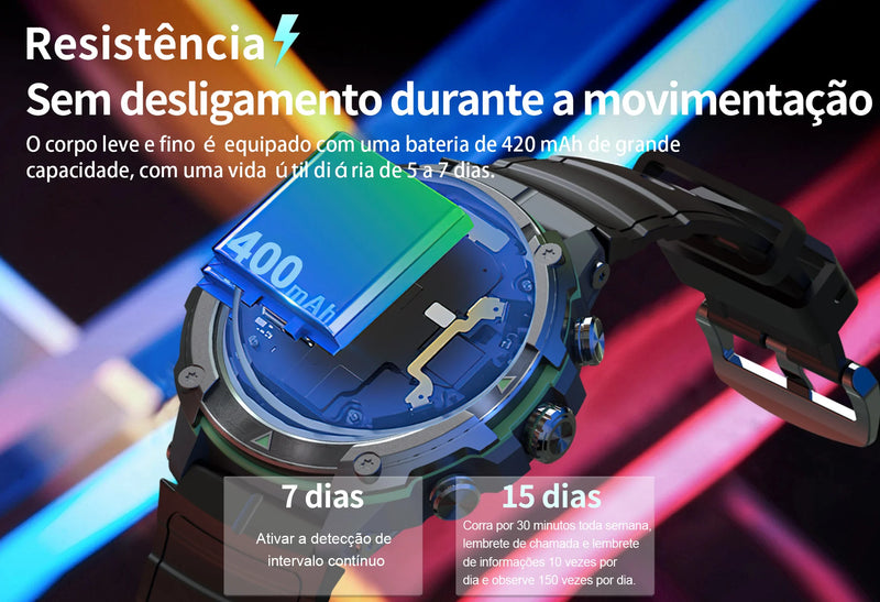 Smartwatch Masx Mos II Display AMOLED para homens, 1,43&#39;&#39;, chamadas Hi-F