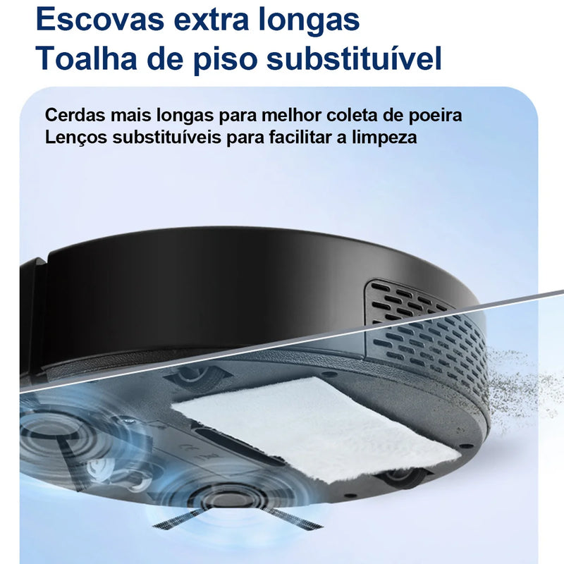 Varrendo Aspirador Robô, Limpar Sem Fio, 3 em 1, 1500Pa, Varrer, Limpeza, Varre