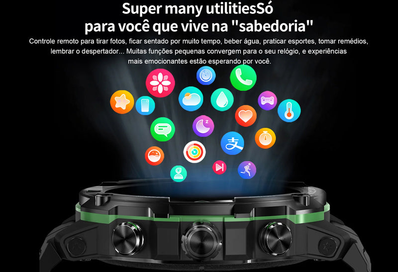 Smartwatch Masx Mos II Display AMOLED para homens, 1,43&#39;&#39;, chamadas Hi-F