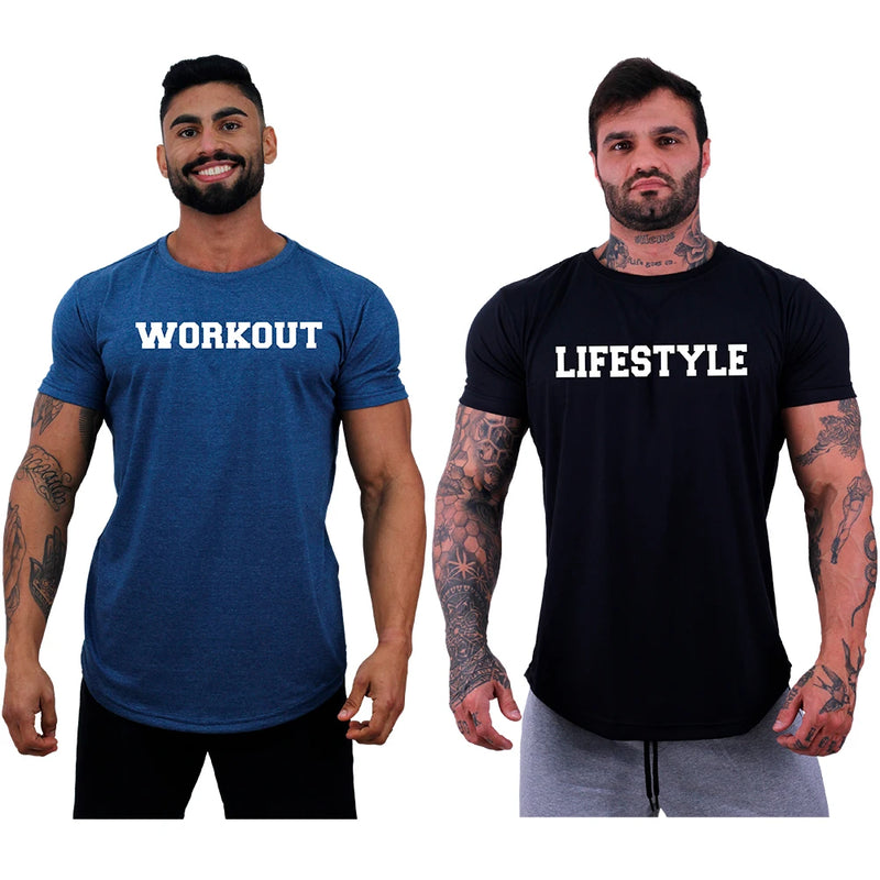 Kit 2 Camisetas Longline Masculinas MXD Conceito Estampas Casuais Fitness Muscul