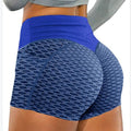 Novas mulheres de cintura alta favo de mel yoga shorts sem costura treino elást