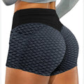 Novas mulheres de cintura alta favo de mel yoga shorts sem costura treino elást
